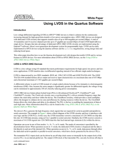 Using LVDS in the Quartus Software White Paper Introduction