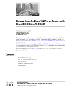 Release Notes for Cisco 1800 Series Routers with