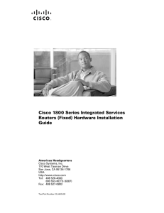 Cisco 1800 Series Integrated Services Routers (Fixed) Hardware Installation Guide