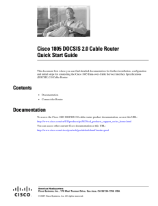 Cisco 1805 DOCSIS 2.0 Cable Router Quick Start Guide