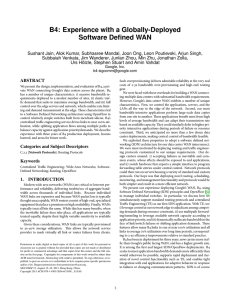 B4: Experience with a Globally-Deployed Software Defined WAN