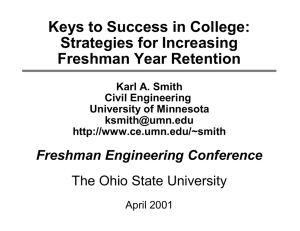 Keys to Success in College: Strategies for Increasing Freshman Year Retention