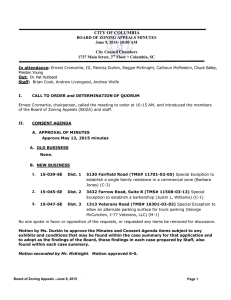 CITY OF COLUMBIA BOARD OF ZONING APPEALS MINUTES