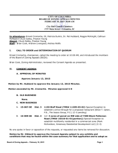 CITY OF COLUMBIA BOARD OF ZONING APPEALS MINUTES