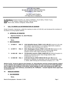 CITY OF COLUMBIA BOARD OF ZONING APPEALS MINUTES