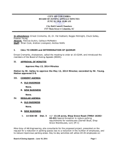 CITY OF COLUMBIA BOARD OF ZONING APPEALS MINUTES