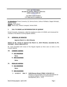 CITY OF COLUMBIA BOARD OF ZONING APPEALS MINUTES