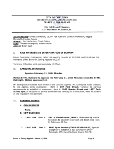 CITY OF COLUMBIA BOARD OF ZONING APPEALS MINUTES