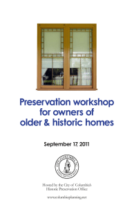 Preservation workshop for owners of older &amp; historic homes September 17, 2011
