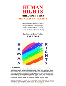 HUMAN RIGHTS PHILOSOPHY 119A BRANDEIS UNIVERSITY