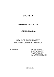 MOVI 1.0  HEAD OF THE PROJECT: PROFESSOR R.B.STATNIKOV