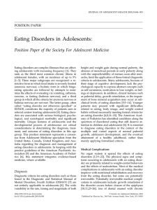 Eating Disorders in Adolescents: POSITION PAPER