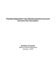 Flexible Dependent Care Reimbursement Account Summary Plan Description Office of Human Resources