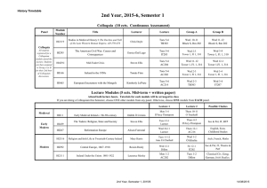 2nd Year, 2015-6, Semester 1 History Timetable Module Panel