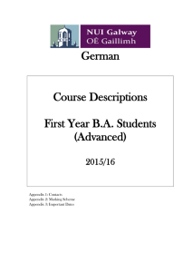 German Course Descriptions First Year B.A. Students