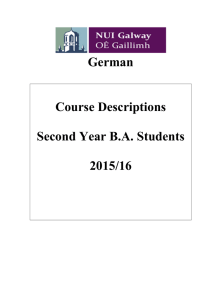 German Course Descriptions Second Year B.A. Students