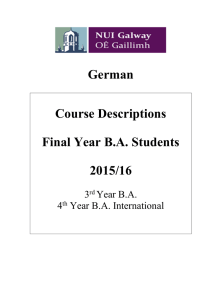 German Course Descriptions  Final Year B.A. Students