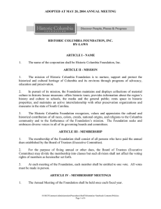 ADOPTED AT MAY 20, 2004 ANNUAL MEETING  HISTORIC COLUMBIA FOUNDATION, INC. BY-LAWS