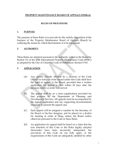 PROPERTY MAINTENANCE BOARD OF APPEALS (PMBoA)  RULES OF PROCEDURE 1.