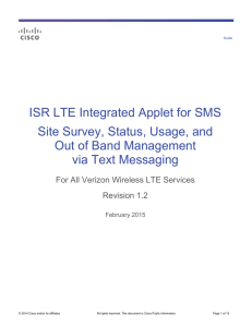 ISR LTE Integrated Applet for SMS Site Survey, Status, Usage, and