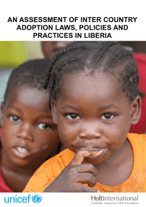 AN ASSESSMENT OF INTER COUNTRY ADOPTION LAWS, POLICIES AND PRACTICES IN LIBERIA