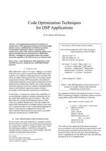 Code Optimization Techniques for DSP Applications IEEE Member