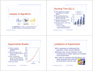 Running Time (§3.1) Analysis of Algorithms
