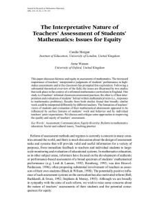 The Interpretative Nature of Teachers’ Assessment of Students’ Mathematics: Issues for Equity