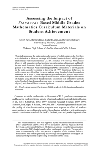 Assessing the Impact of Based Middle Grades Mathematics Curriculum Materials on Student Achievement
