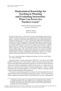 Mathematical Knowledge for Teaching in Planning and Evaluating Instruction: What Can Preservice