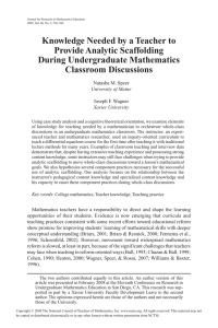 Knowledge Needed by a Teacher to Provide Analytic Scaffolding During Undergraduate Mathematics