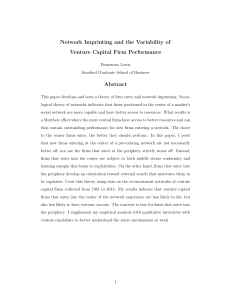 Network Imprinting and the Variability of Venture Capital Firm Performance Abstract