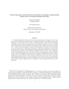 Network dynamics and idea-based performance advantages: Experimental
