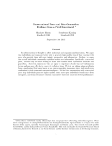 Conversational Peers and Idea Generation: Evidence from a Field Experiment Sharique Hasan
