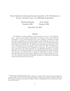 Does Cumulative Advantage Increase Inequality in the Distribution of