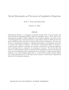 Social Movements as Purveyors of Legislative Expertise October 11, 2015