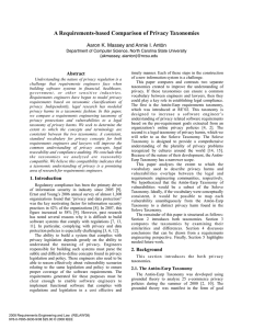 A Requirements-based Comparison of Privacy Taxonomies Abstract