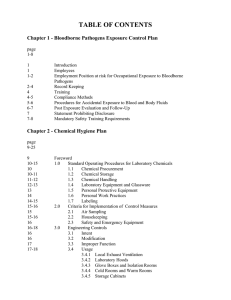 TABLE OF CONTENTS Chapter 1 - Bloodborne Pathogens Exposure Control Plan