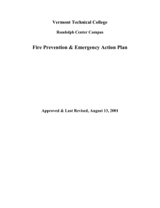 Fire Prevention &amp; Emergency Action Plan Vermont Technical College  Randolph Center Campus