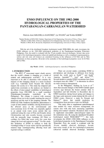 ENSO INFLUENCE ON THE 1982-2000 HYDROLOGICAL PROPERTIES OF THE PANTABANGAN-CARRANGLAN WATERSHED