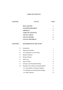 TABLE OF CONTENTS CHAPTER TITTLE PAGE