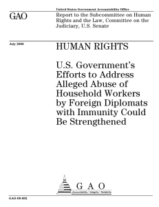 GAO HUMAN RIGHTS U.S. Government’s Efforts to Address