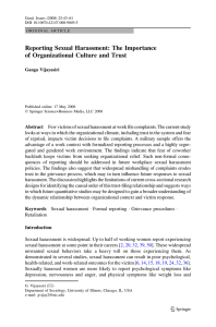 Reporting Sexual Harassment: The Importance of Organizational Culture and Trust Ganga Vijayasiri