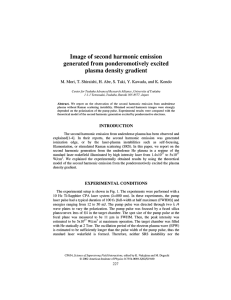 Image of second harmonic emission generated from ponderomotively excited plasma density gradient