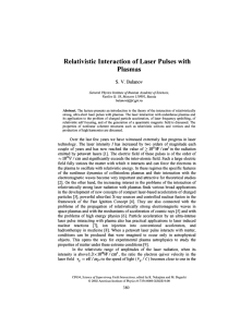 Relativistic Interaction of Laser Pulses with Plasmas S. V. Bulanov