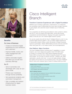 Cisco Intelligent Branch At-a-Glance Transform Customer Experiences with a Digital Foundation