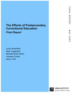 The Effects of Postsecondary Correctional Education Final Report