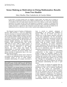 Sense Making as Motivation in Doing Mathematics: Results from Two Studies