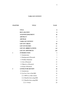 vi TABLE OF CONTENT CHAPTER