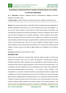 ISSN: 2278-6236 AN EMPIRICAL INVESTIGATION OF TOURIST SATISFACTION OF THE ATHENS